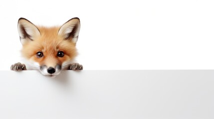 Fototapeta premium Curious Fox Peeking Over Edge