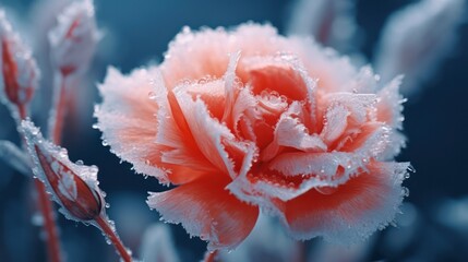 Frozen Carnation Flower Close-Up