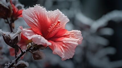 Frozen Hibiscus Flower Close-up