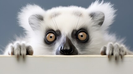 Obraz premium Curious White Lemur Close-Up