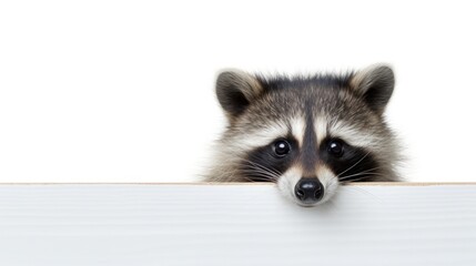 Obraz premium Curious Raccoon Peeking Overboard