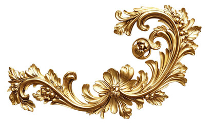 Golden baroque decorative element, cut out