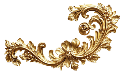 Golden baroque decorative element, cut out