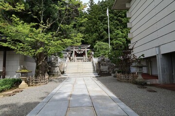 A Japanese shrine : a scene of the access to the precincts of Sakurayama-hachimangu Shrine in Takayama City in Gifu Prefecture