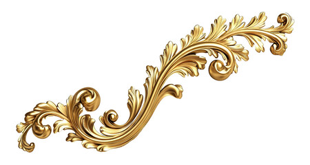Golden baroque decorative element, cut out
