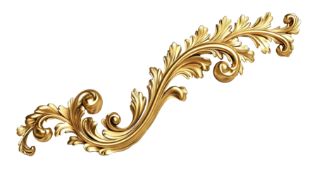 Golden baroque decorative element, cut out