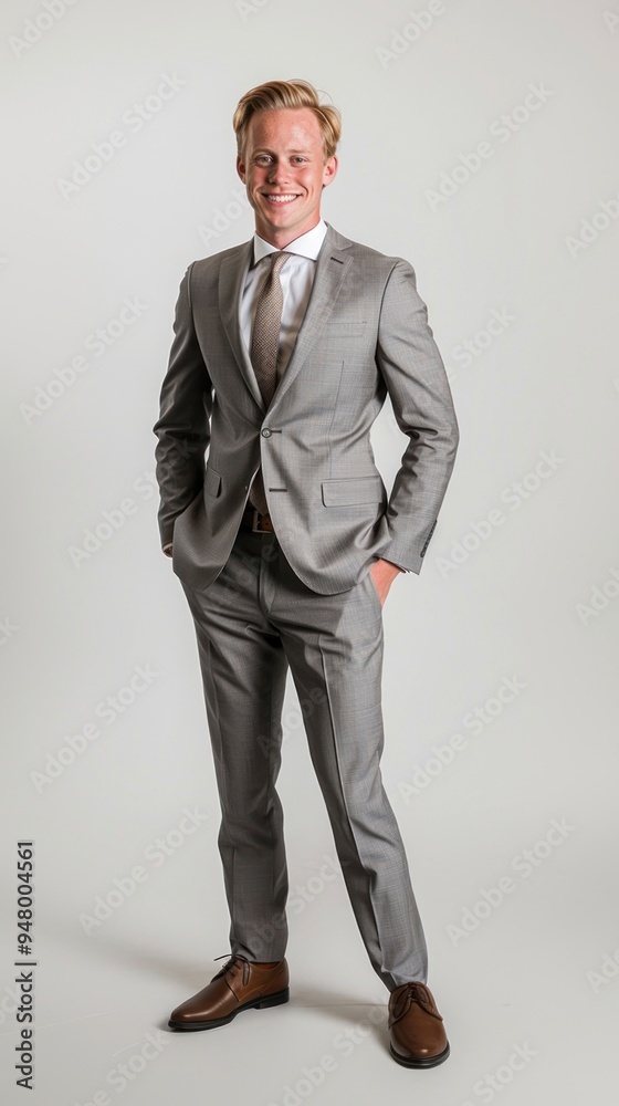 Sticker confident young man in suit