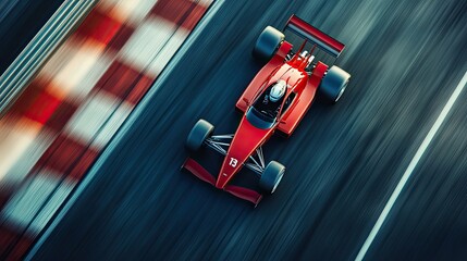 Fototapeta premium Motion blur race car racing on speed track
