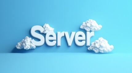 Fototapeta premium Server Typography with 3D Cloud Design