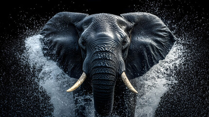 Powerful Majestic Elephant in African Wilderness Savanna Landscape