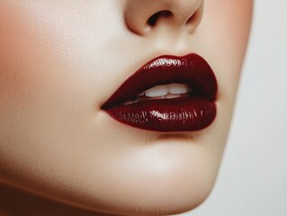 Fototapeta premium Lip care balm oil mask texture smudge. glossy lipsticks 