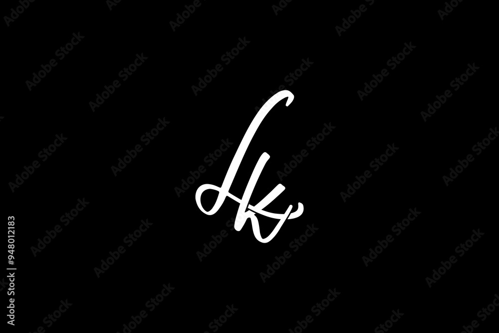 Aufkleber LK Initial letter,overlapping Shape Signature Monogram elegant monogram logo