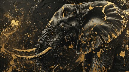 Elephant with Gold Splashes