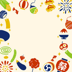 夏　祭り　花火　アイコン　フレーム　バナー