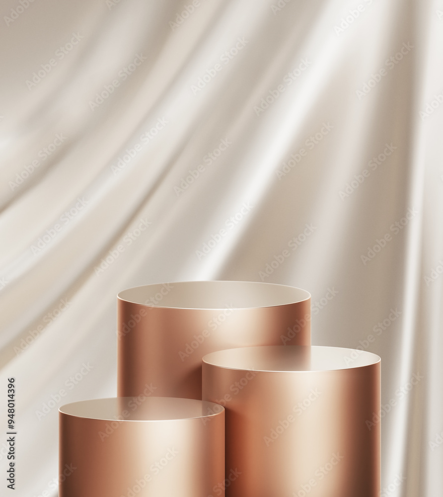Poster luxury fabric podium background 3d platform stage product display empty pedestal abstract scene cosm