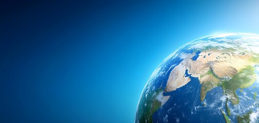 A stunning view of the Earth from space, showcasing vibrant blue oceans and diverse continents under a clear sky.