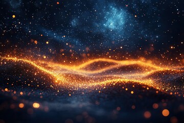 A blue sky with orange and blue streaks of light