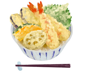 天丼のイラスト　丼ぶり　丼もの