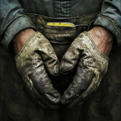 A tired labor-worn two hand happy Labor Day 