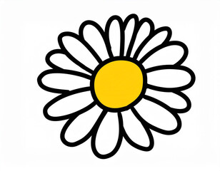 Doodle Drawing of a White Daisy Detailed Floral Art Highlighting Petals and Natural Beauty