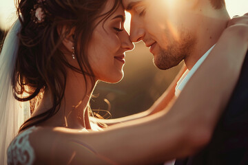 Romantic best day Just Married couple celebration wedding Day, Generative AI illustration photo