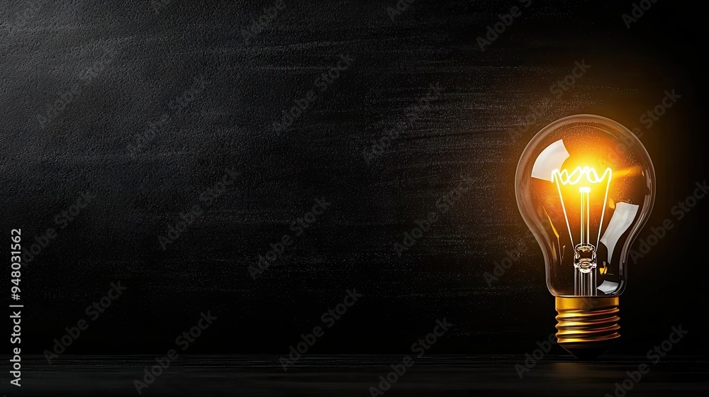 Wall mural a glowing light bulb against a dark background, symbolizing innovation, creativity, and bright ideas