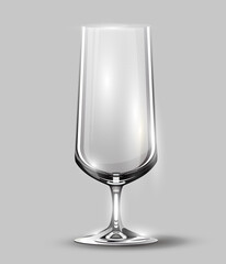 Alcohol glass. Transparent empty realistic mockup stemware for different drinks. illustration