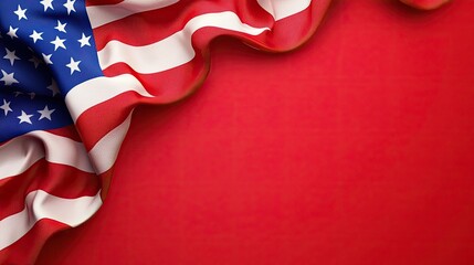 A vibrant image featuring the American flag elegantly draped against a rich red background, symbolizing patriotism and pride.