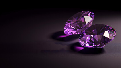 Fototapeta premium Different shapes of pink diamonds Dark Background Diamonds and Elegance Concept