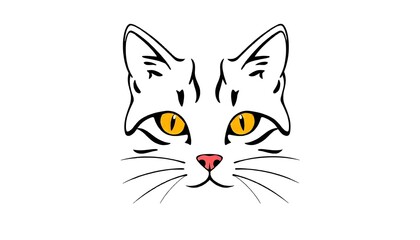 Cat face icon drawing isolated on a white background
