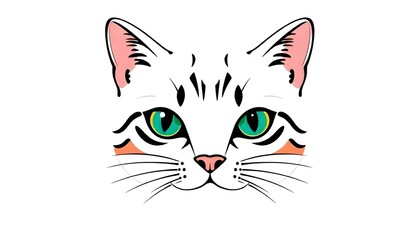 Cat face icon drawing isolated on a white background