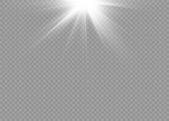 Dazzling flash. Bright Star. Magic dust. Brilliant vector. Bright sun. Glare. shining beam. Rash.