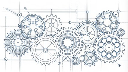gears+line+drawing