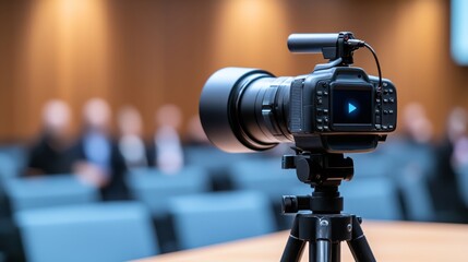 A live press conference being streamed online, with viewers commenting and sharing the feed