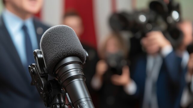 A live press briefing with a government official addressing the nation, surrounded by the press corps