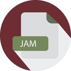 JAM File extension icon with black shadow circular icon