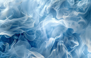 Obraz premium Ethereal abstract composition of soft white and blue swirling smoke