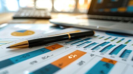 Financial report data of business operations balance sheet and income statement as Fintech concept. .