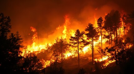incredible photo of the forest after a big forest fire. black burnt trees. top view.