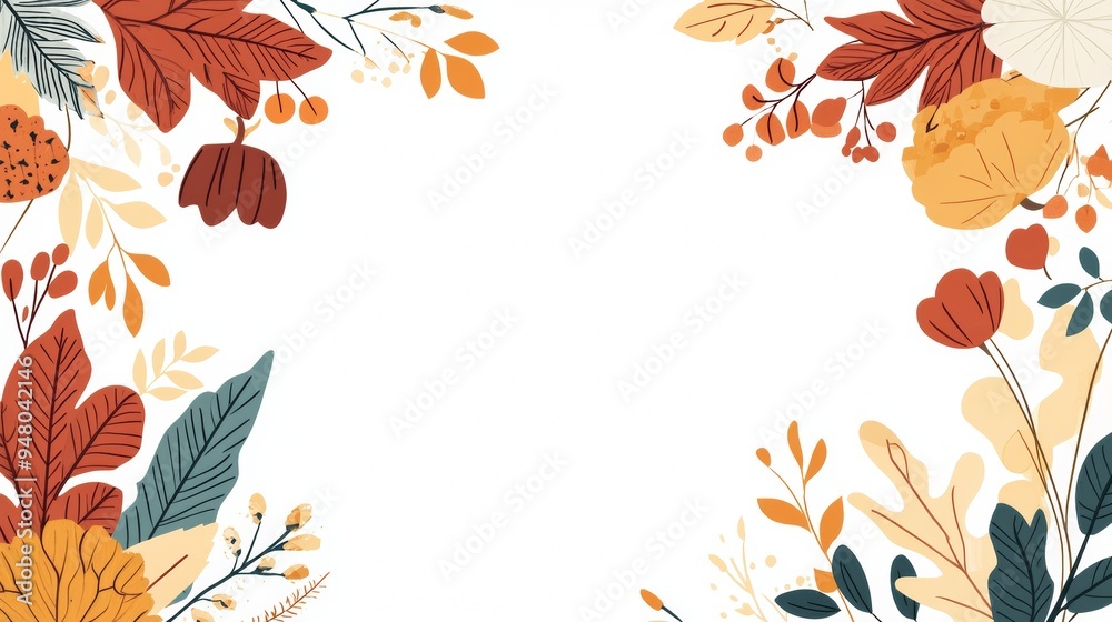 Aufkleber autumn frame border with copy space on white background