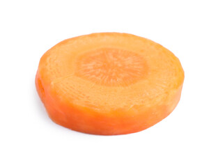 Slice of fresh ripe carrot isolated on white