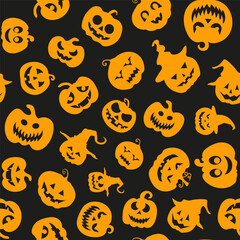 Happy Halloween. Seamless pattern with pumpkins. Vector illustration