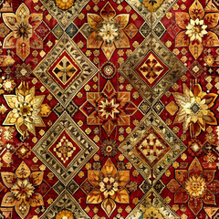 Naklejka premium Ancient Echoes: Intricate tapestry of time, Southwestern motifs whisper tales of heritage in earthy hues. 