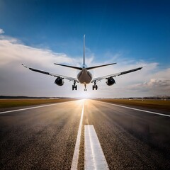 Fototapeta premium an airplane taking off from the runway