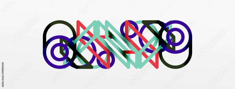 Poster Abstract background - colorful circle lines technology or business digital template