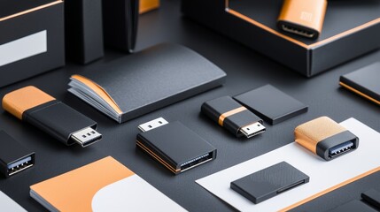 A press pack with USB drives, printed materials, and promotional items, handed out at a media event