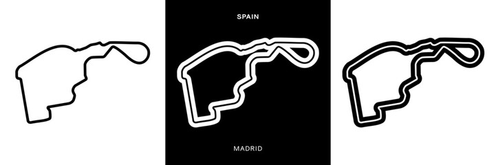 Madrid Circuit Vector. Madrid Spain Street Circuit Race Track Illustration with Editable Stroke. Stock Vector.	
