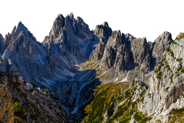 Dolomites.Mountain range in the Eastern Alps. The massif is located in the northeastern part of Italy.The Dolomites are a popular area for tourism and winter sports.