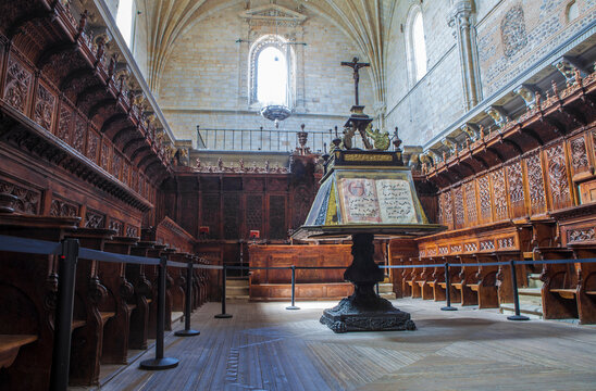 Mudejar-style walnut seating choir, Coria, Spain