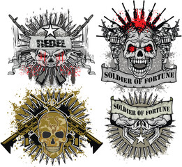 set, military skull, grunge vintage design t shirts
